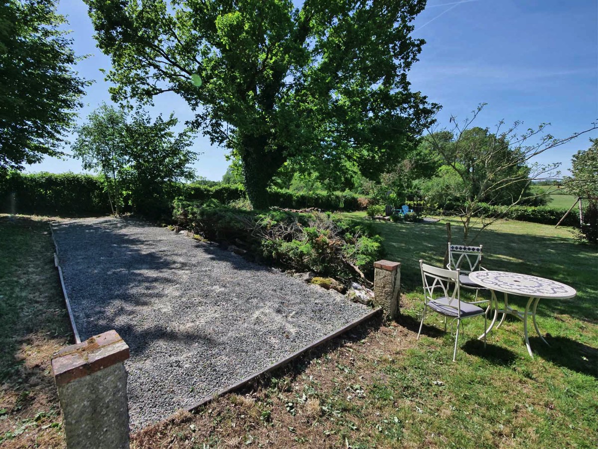 Petanque court in the garden at Garden View Gite