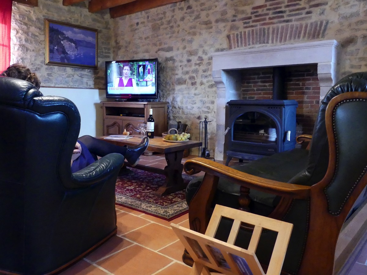 Lounge with UK TV channels and wood burner