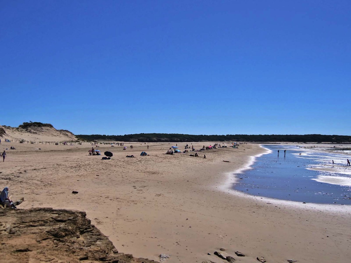 Picturesque beach at Le Veillon with dunes and a lagoon